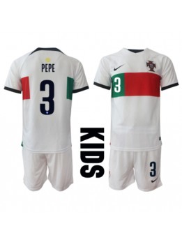Portugal Pepe #3 Replika Borta Kläder Barn VM 2022 Kortärmad (+ byxor)